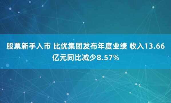 股票新手入市 比优集团发布年度业绩 收入13.66亿元同比减少8.57%